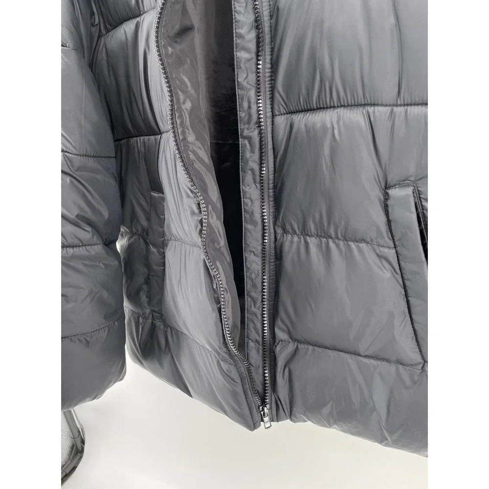Old Navy Puffer Jacket Womens‎ Size Medium Black Quilted Full Zip Funnel Neck